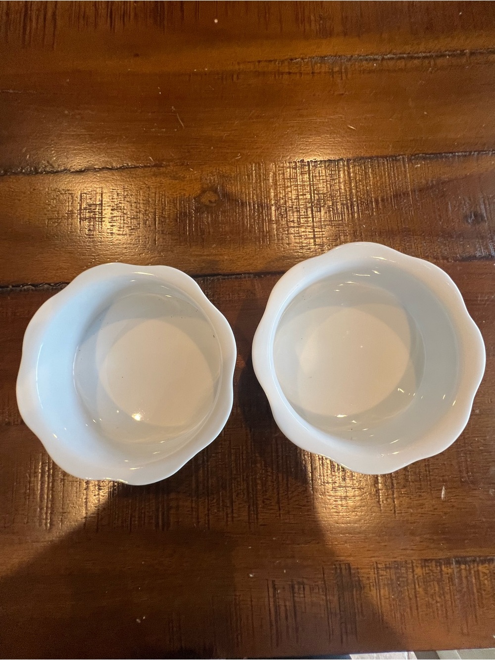 White Scalloped Ceramic Ramekins - Set of 2